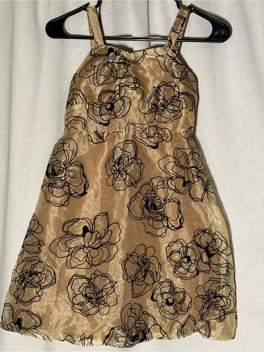 I.N. Girl Gold Metallic Floral Mesh Party Dress - Size 7